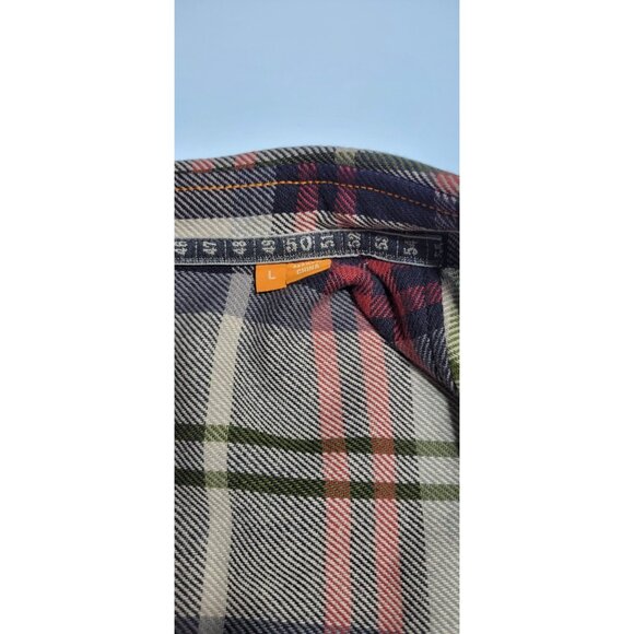 HUGO BOSS ORANGE Mens Plaid Long Sleeve Button Front Shirt Size Large Flannel - Picture 8 of 14